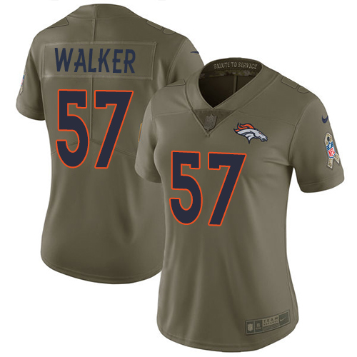 Nike Broncos #57 Demarcus Walker Olive Women's Stitched NFL Limited Salute to Service Jersey - Click Image to Close